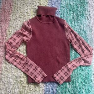 Pink Zara Turtleneck w/ Mesh Long-Sleeves